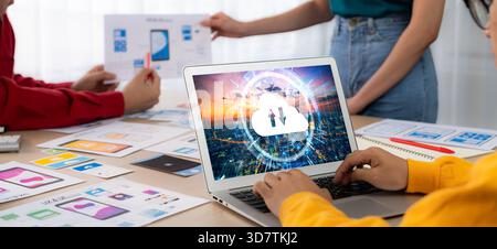Cloud computing software for brisk remote work and personal data storage Stock Photo