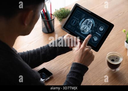 Medical science technology and futuristic healthcare virtual computer software analyze human health and diagnose disease for doctor data and medical r Stock Photo