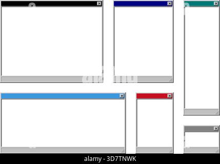 Vector retro computer frames in different sizes and colors easily streatchable Stock Vector