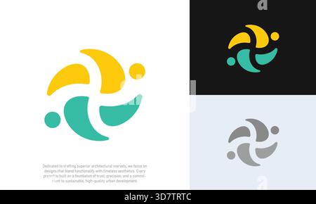 Abstract People and Family Connection Logo Modern Teamwork and Community Symbol Design Stock Vector