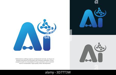 AI Letter Logo Design Technology Artificial Intelligence Connection Digital Stock Vector