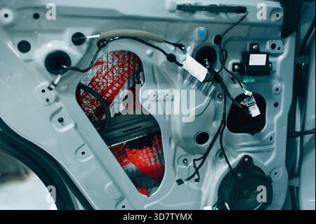 Car door repair from the inside. High quality photo Stock Photo