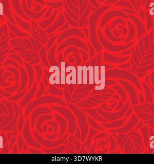 Abstract Rose seamless pattern. Vector illustration flat design background. Stock Vector
