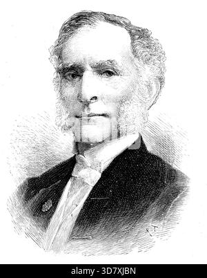 The late Sir James Ingham, Chief Magistrate of the Metropolitan Police Courts, 1890. Engraving from a photograph by Mr. A. Bassano. 'Sir James Taylor Ingham, died on March 5, at his residence, 40, Gloucester-square...He was educated at Trinity College, Cambridge, where he graduated in 1832, and in the same year was called to the Bar at the Inner Temple. In 1849 he was appointed one of the magistrates of the Thames Police-Court, and passed thence to the Hammersmith and Wandsworth Police-Courts, but in July 1876 was knighted and promoted to the chair at Bow-street...which Sir James held nearly f Stock Photo