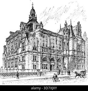 The new public library, Edinburgh, 1890. 'This fine building, erected at a cost of £30,000, the munificent gift of Mr. Andrew Carnegie, of Pittsburg, United States of America, to the citizens of Edinburgh, was opened on June 9 by Lord Rosebery, when the Lord Provost, Sir Thomas Clarke, Mr. Wallace Bruce, the American Consul, and Professor David Masson, of Edinburgh University, took part in the proceedings. Our Illustration shows the exterior design of the building, which stands close to George IV. Bridge, in the Old Town. The architect is Mr. G. Washington Browne, of Edinburgh. The refere Stock Photo