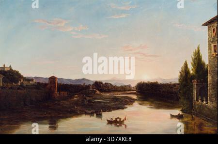 Sunset on the Arno, 1837. Stock Photo