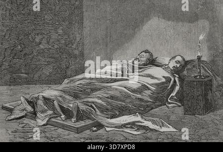 Corpses of the French generals Claude Lecomte (1817-1871) and Jacques Leon Clément-Thomas (1809-1871), Paris Commune, France, 1871. They were pelted with rocks and lynched on 18 March 1871 at the local headquarters of the National Guard, at the ballroom of the Château Rouge, and then taken to 6 Rue des Rosiers in Montmartre by a group called The Committee of Vigilance of the 18th arrondissement, who demanded that they be tried and executed. Popular revolutionary movement that took power in Paris from 18 March to 28 May 1871, during the Franco-Prussian War. From "Historia de la G Stock Photo