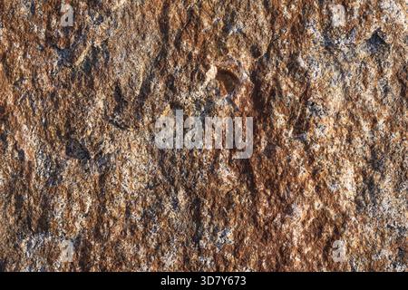 Natural rough stone texture with brown and gray tones in detailed closeup mineral rocky surface background. Stock Photo