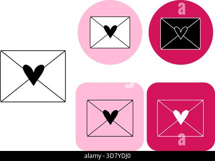 Love letter, envelope with heart line icon, Logotype Valentine's Day. Vector graphic line black and white illustration. outline style icon for mobile Stock Vector