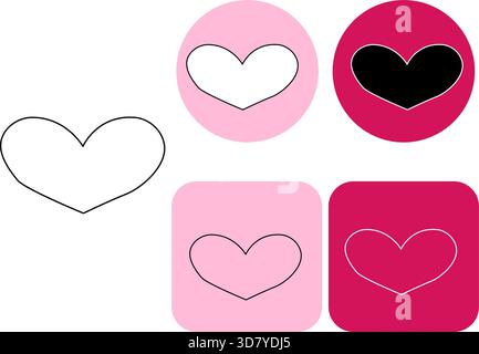 Red heart Icon Logotype Valentine's Day. Vector graphic line black and white illustration. Love symbol for web site logo, mobile app UI design. cosmet Stock Vector