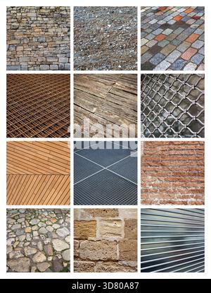 Collection of mineral surfaces and  backgrounds Stock Photo