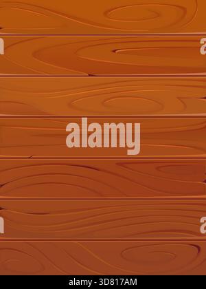 Wooden plank background of wood panel or timber boards texture, cartoon vector. Wooden planks background of table or wall wood or rustic panel boards of brown hardwood with tree circles pattern Stock Vector