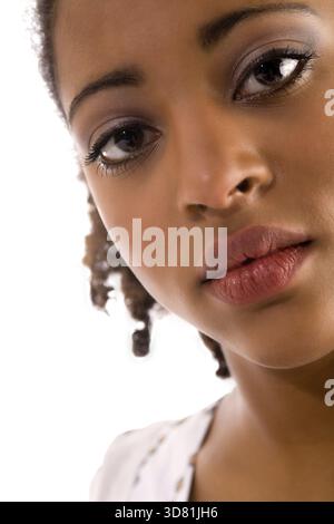 Close up of a african womans face in the studio Stock Photo