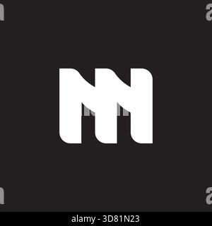 letter mn simple linked curve geometric stripe logo vector Stock Vector