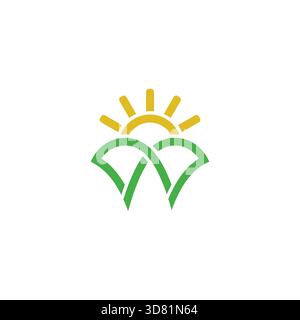 letter w sunrise hill green land infinity logo vector Stock Vector