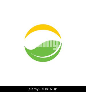 green leaf circle natural sun light logo vector Stock Vector