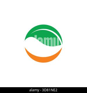 green leaf organic smile shape logo vector Stock Vector