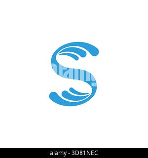 letter s blue water splash simple geometric logo vector Stock Vector