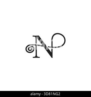 letter np simple loop spiral thread wire logo vector Stock Vector