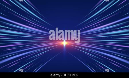 Abstract blue and purple technology background showcasing high speed data transfer and communication streams. future concepts, modern business, global Stock Vector