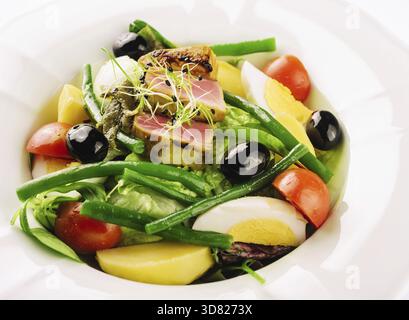 Food, Nicoise salad with tuma and tomato Stock Photo