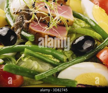 Food, Nicoise salad with tuma and tomato Stock Photo