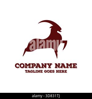 Vintage Retro Standing Horned Goat Sheep Head Silhouette Illustration Vector Stock Vector