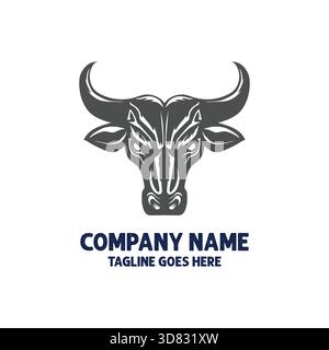 Hipster Rustic Angry Strong Bison Yaks Buffalo Bull Head Face Illustration Template Design Vector Stock Vector
