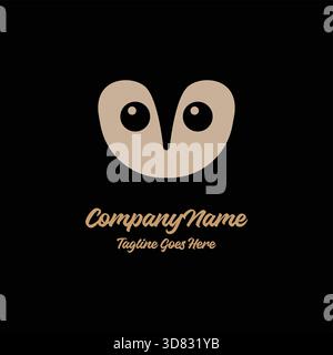 Simple Minimalist Cute Blue Owl Bird Face Icon Symbol Logo Design Vector Stock Vector