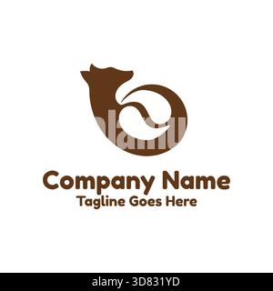 Wolf Dog Fox Silhouette with Coffee Bean for Coffee Shop Cafe Eatery or Beverage Product Icon Symbol Logo Design Vector Stock Vector