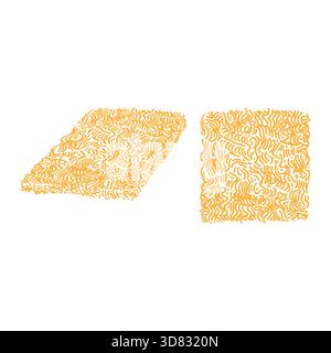 Instant Cube Block Dry Noodle for Ramen Oriental Food Icon Illustration Design Vector Stock Vector
