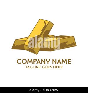 Square Cube Block Box Pure Gold for Investment Finance or Treasure Capital Icon Illustration Logo Design Stock Vector