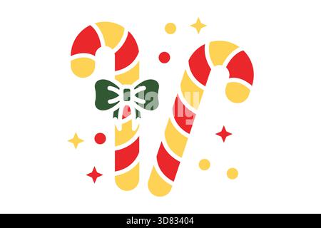 Candy cane icon. solid icon style. icon related to christmas. christmas elements vector illustration Stock Vector
