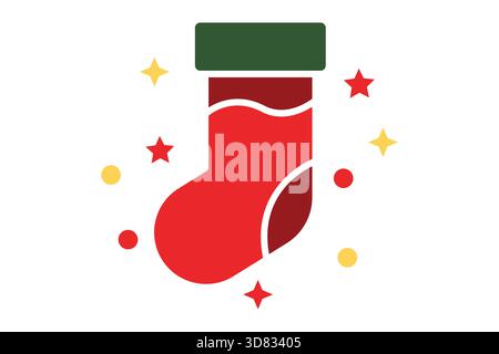 Stocking icon. solid icon style. icon related to christmas. christmas elements vector illustration Stock Vector