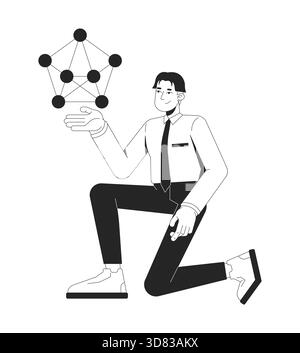 Neural network line illustration concept Stock Vector