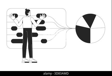 Sorting big data visualization line illustration concept Stock Vector