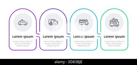 Different types of transportation infographic 4 steps Stock Vector