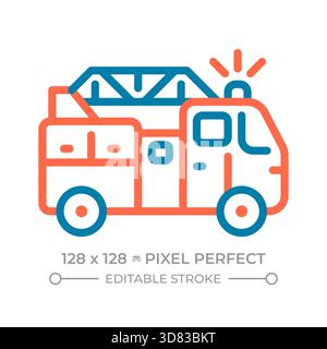 Tanker truck pixel perfect two color line icon Stock Vector