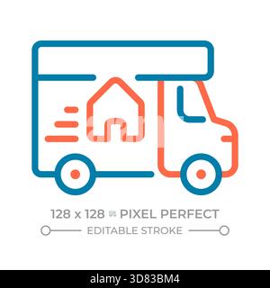 Home delivery service pixel perfect two color line icon Stock Vector