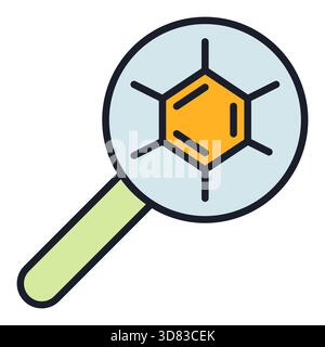 Magnifier with Chemistry molecular formula vector Chemistry concept colored icon or design element Stock Vector