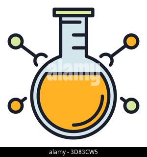 Round Flask and molecular formula vector Education concept colored icon or logo element Stock Vector