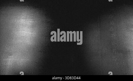 Abstract black and white background texture resembling blurred frosted glass with heavy digital noise, grain, and subtle light leaks, creating dark, a Stock Photo