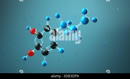 3D illustration Molecule Dopamine 3d illustration of the Dopamine molecule. Stock Photo