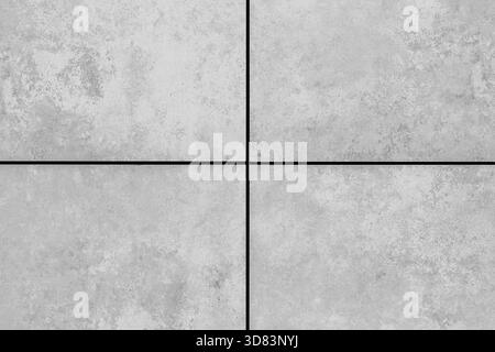 Ceramic Tiles Texture Forming Cross Grid Pattern, Seamless Grey Stone Background For Architecture Design Stock Photo