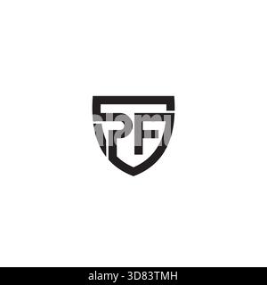 Shield and Letter PF logo or icon design Stock Vector