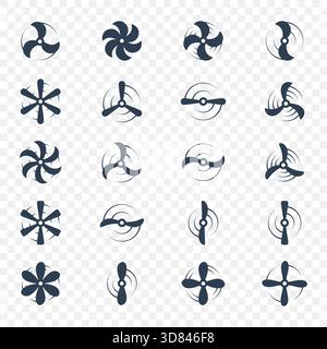 Airplane propellers. Vector aviation rotor icon for aircraft, drones, and engineering transport themes Stock Vector