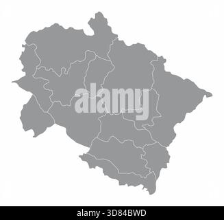 Uttarakhand administrative map isolated on white background, India Stock Vector