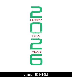 Green 2026 Happy New Year Celebration festival, Modern Typography, Festive Design for Greeting Cards, Banners, Social Media Stock vector Illustration. Stock Vector