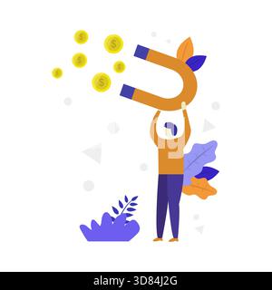 Attracting money isometric illustrated in vector Stock Vector