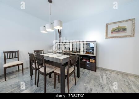 Dining Room Furniture in open Residential home Interior Stock Photo